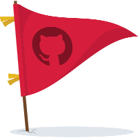 A red flag with a white GitHub logo in the center. The flag is waving in the wind.